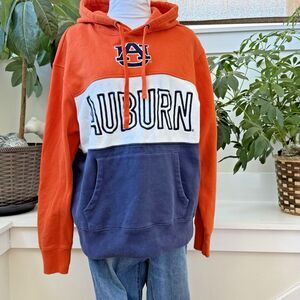 Auburn Hoodie Size L Emboidery Color Block Fleece Lined Kangaroo Pocket Tailgate